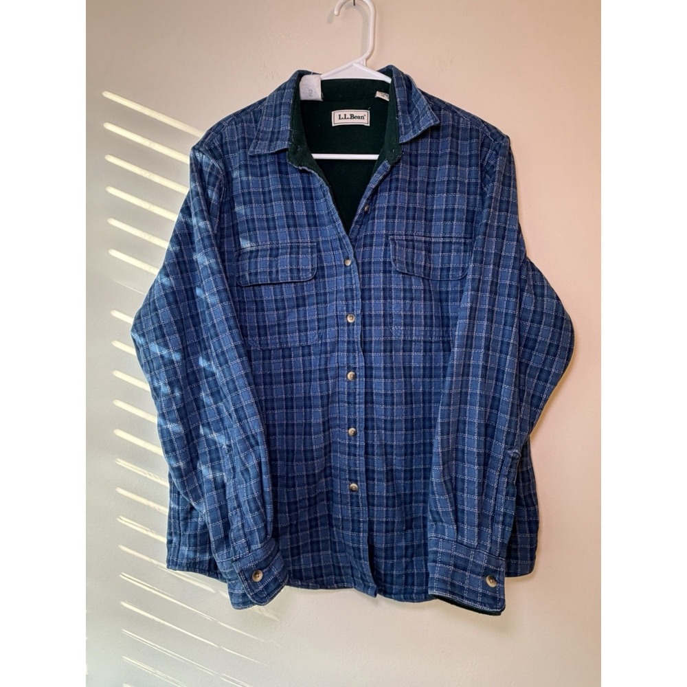 Vintage 90s LLbean Fleece Lined Checkered Button Flannel Ladies Medium